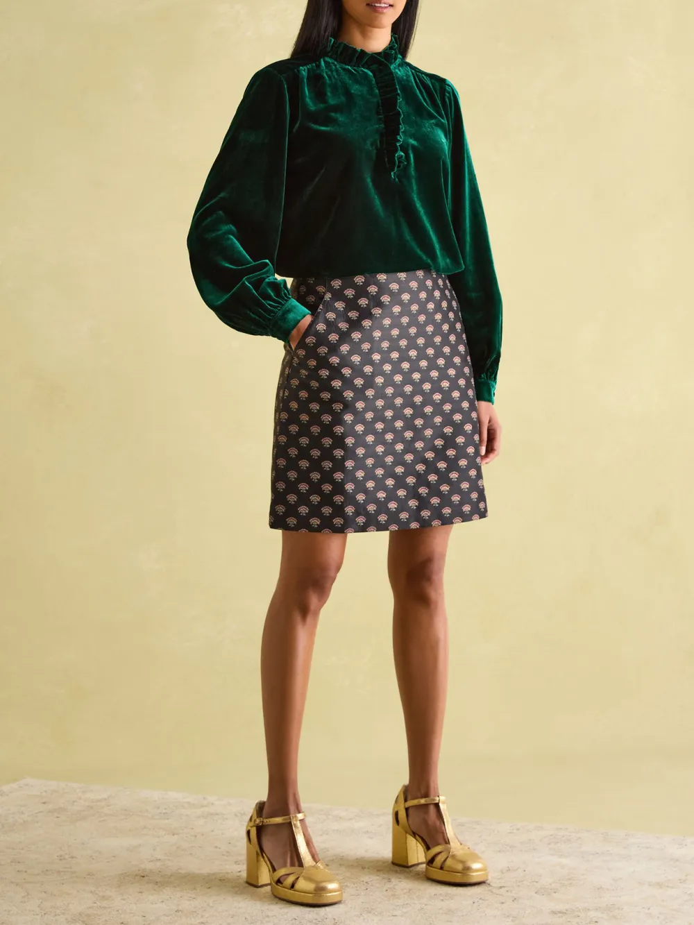 Green Velvet Blouse