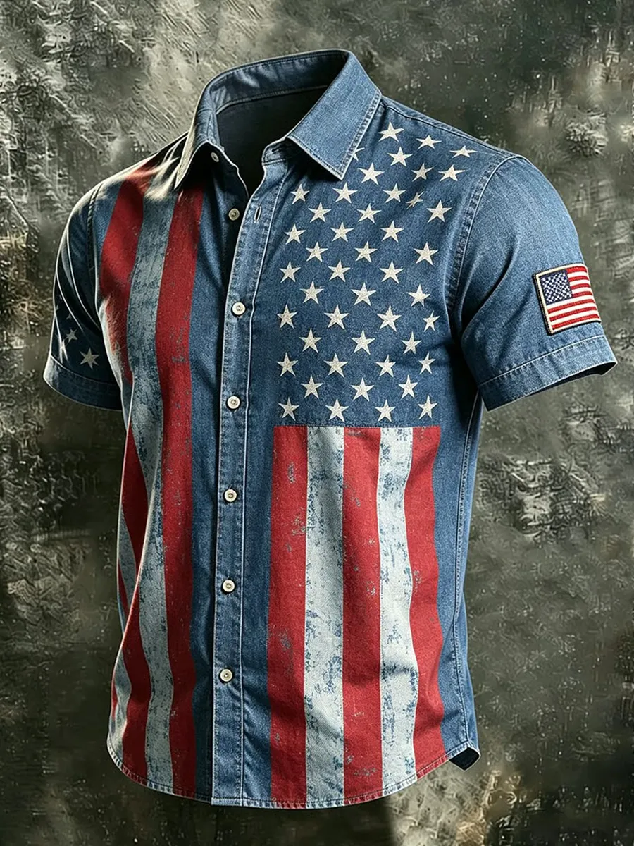 Men'S 250Th Anniversary Celebration Commemorative Printed Short Sleeve Shirt