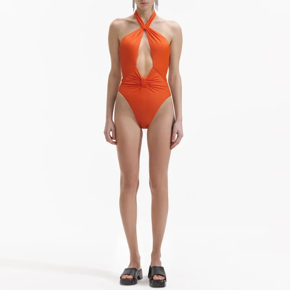 Orange Halterneck Swimsuit