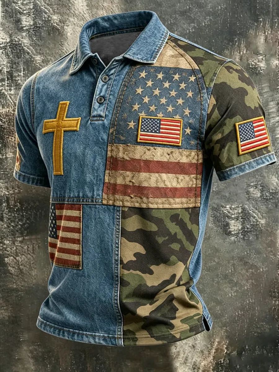 Men's American 250th Anniversary Faith Printed Polo Shirt