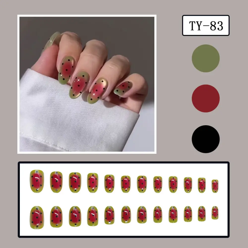 Nailhour 24Pcs Vintage Medium Oval Cat Eye Press On Nails