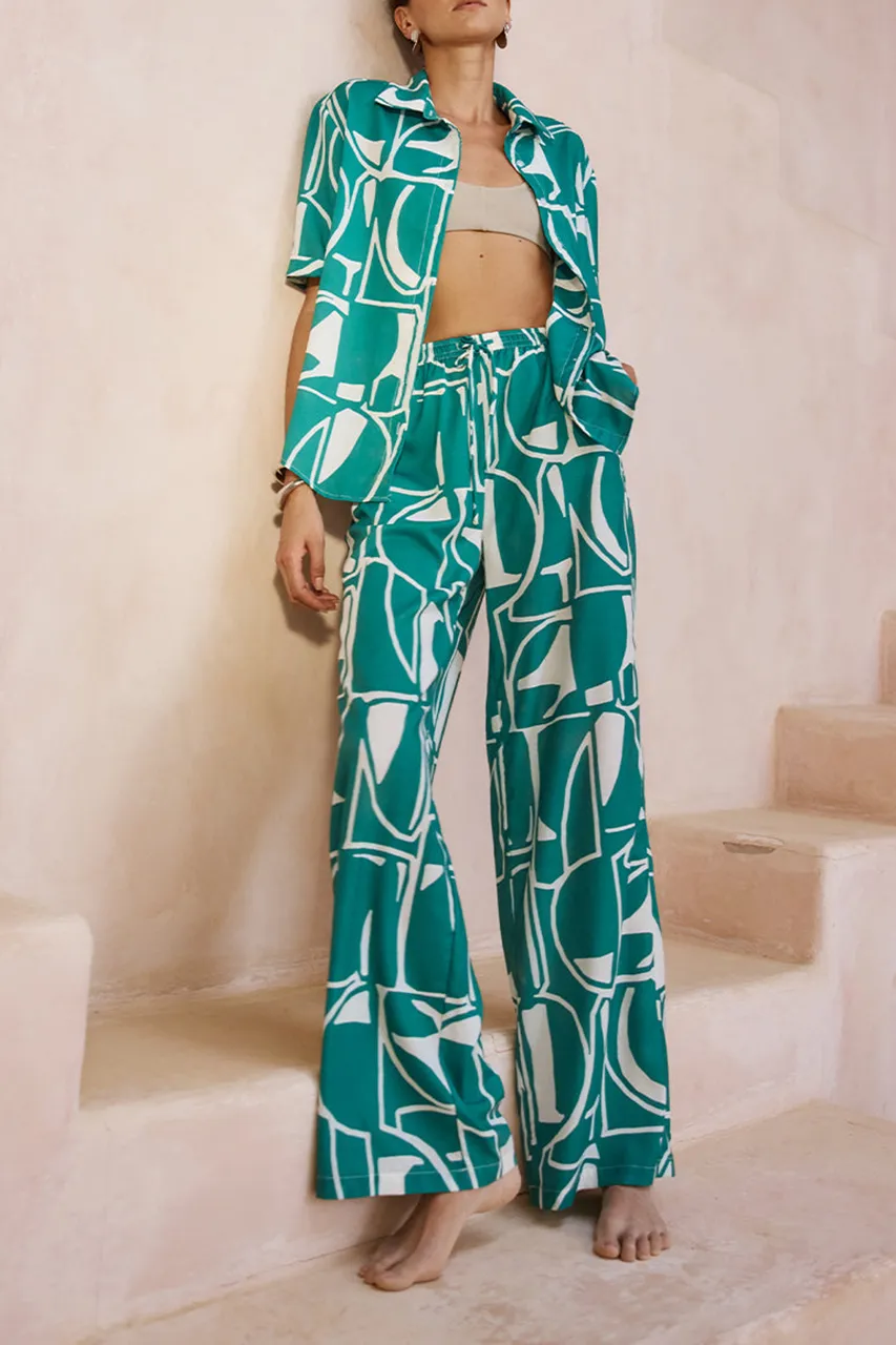 Printed Wide Leg Cozy Loungewear Pants