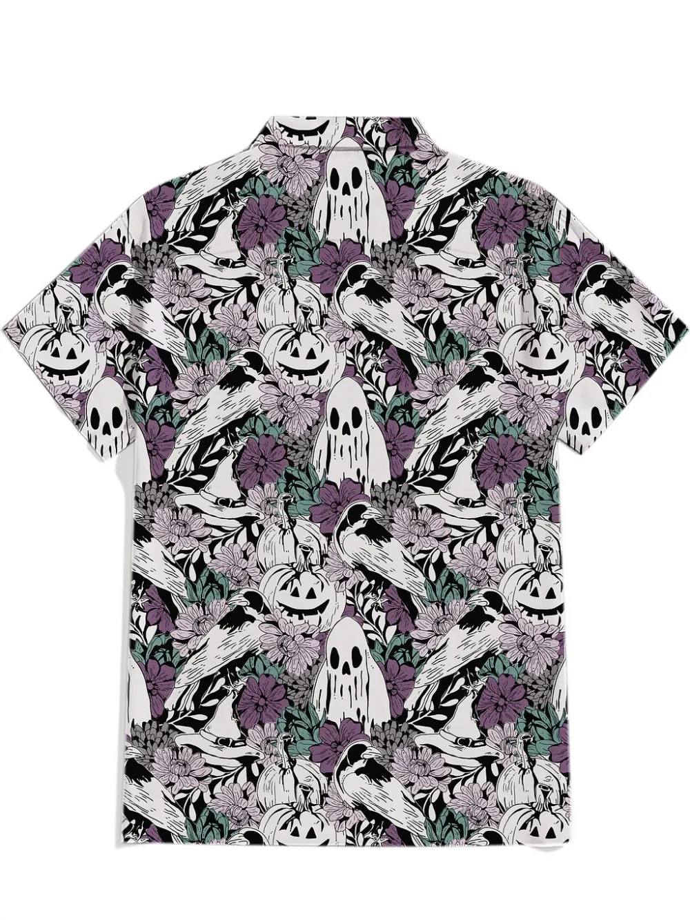 Whimsical Halloween With Floral Purple - 100% Cotton Shirt