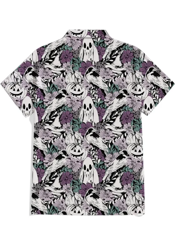 Whimsical Halloween With Floral Purple - 100% Cotton Shirt