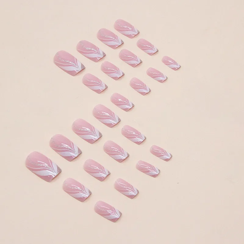 Nailhour Square Pink 24Pcs Wedding Office Press On Nails