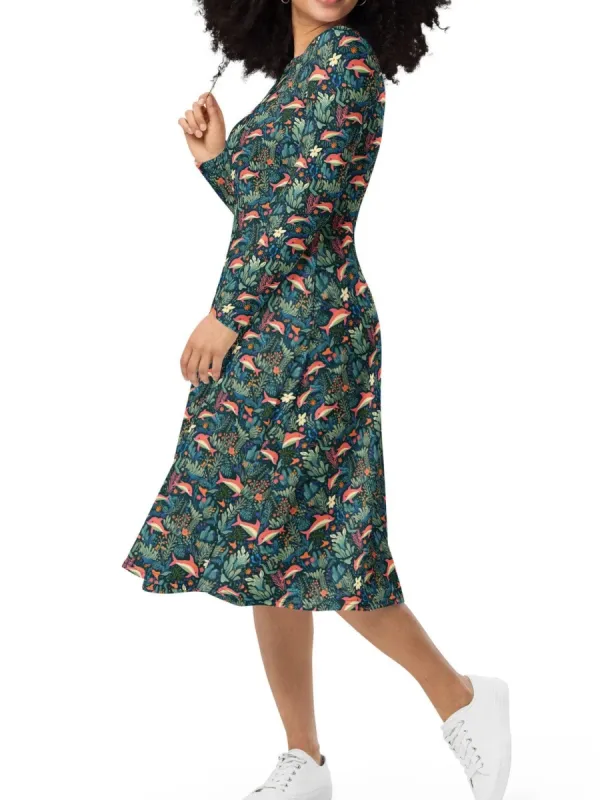 Coral Dolphin Midi Dress