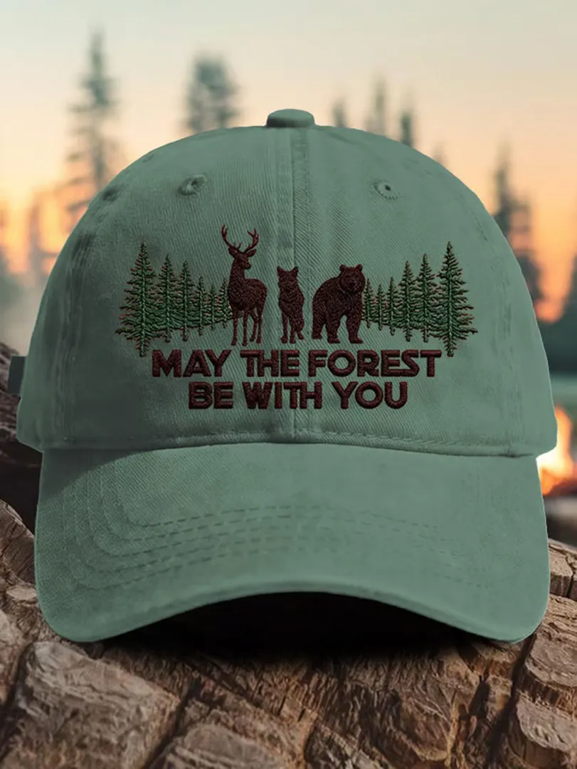 Retro May The Forest Be With You Print Baseball Cap