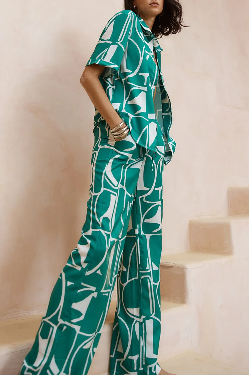 Printed Wide Leg Cozy Loungewear Pants