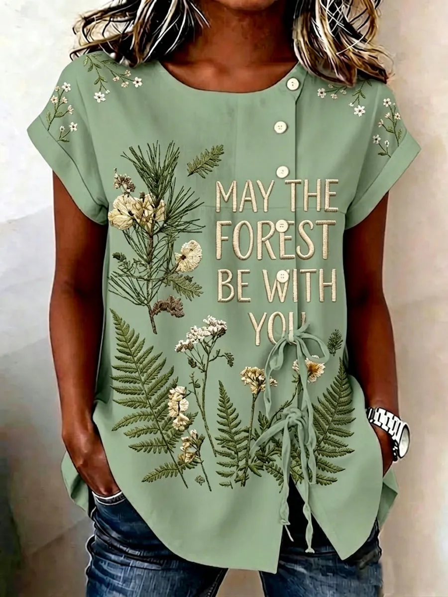 Women'S May The Forest Be With You Printed Casual TOP