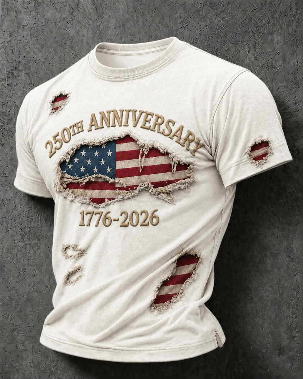Men'S Casual American 250Th Anniversary Printed Round Neck Short Sleeved T-Shirt