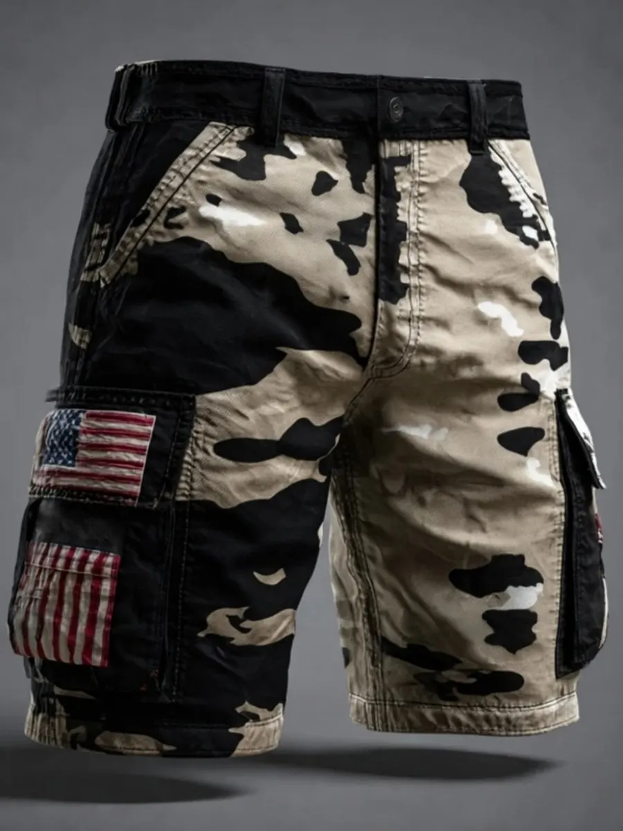 Retro American 250th Anniversary Camouflage Print Men's Shorts