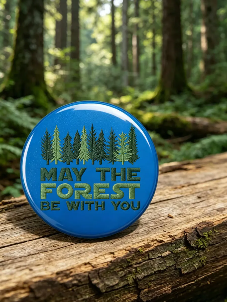 Unisex Retro May The Forest Be With You Pin-Back Button