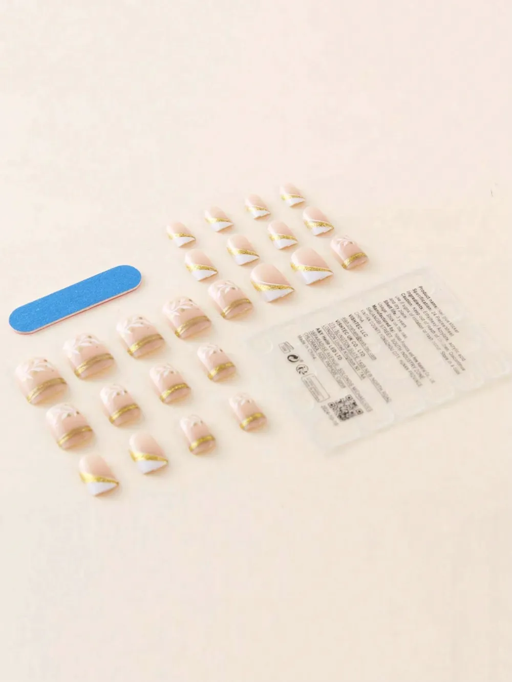 Nailhour French Manicure Short Square Nude 24Pcs Daily Press On Nails
