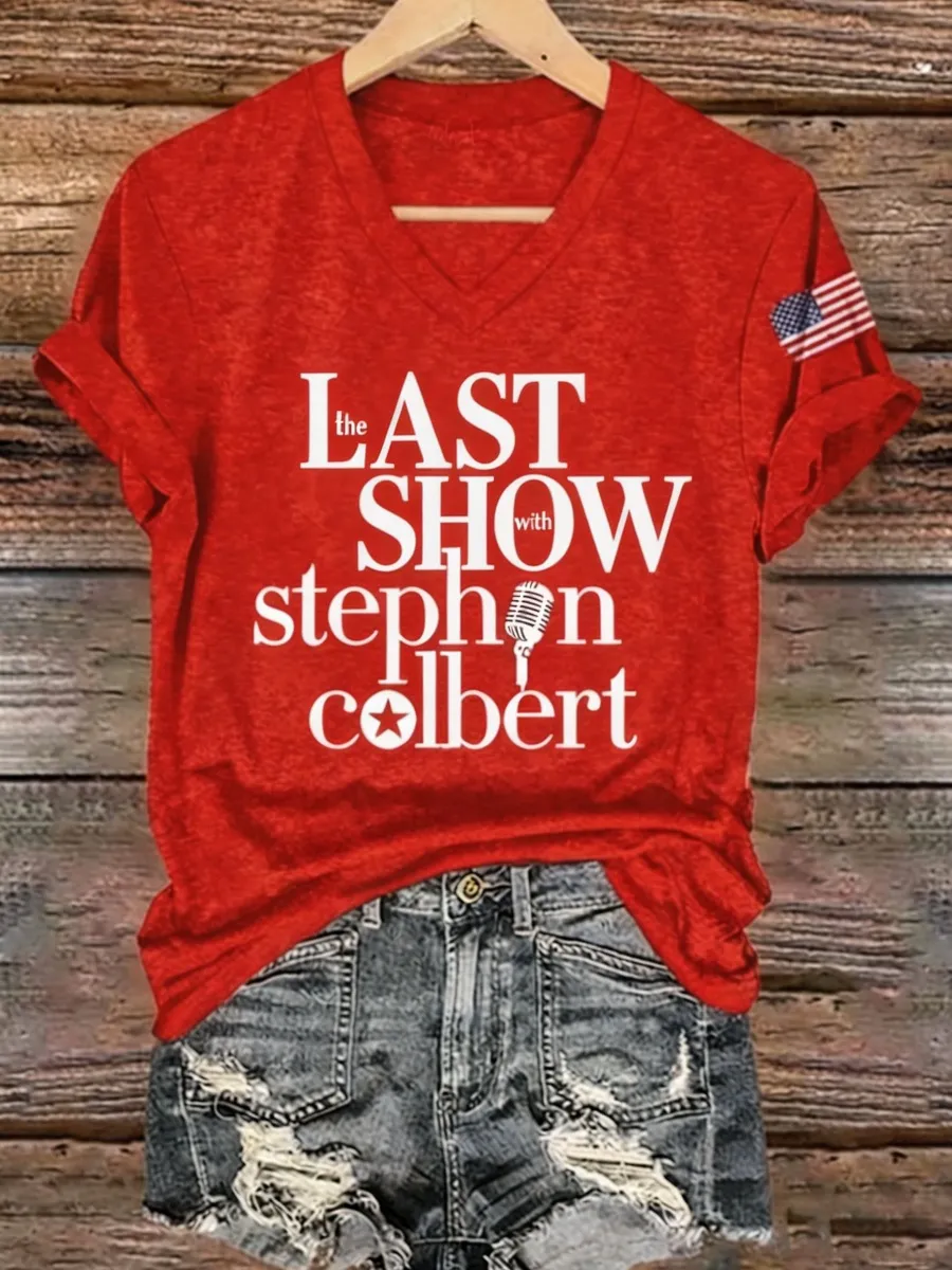 Women's Last Show Print V Neck T-Shirt