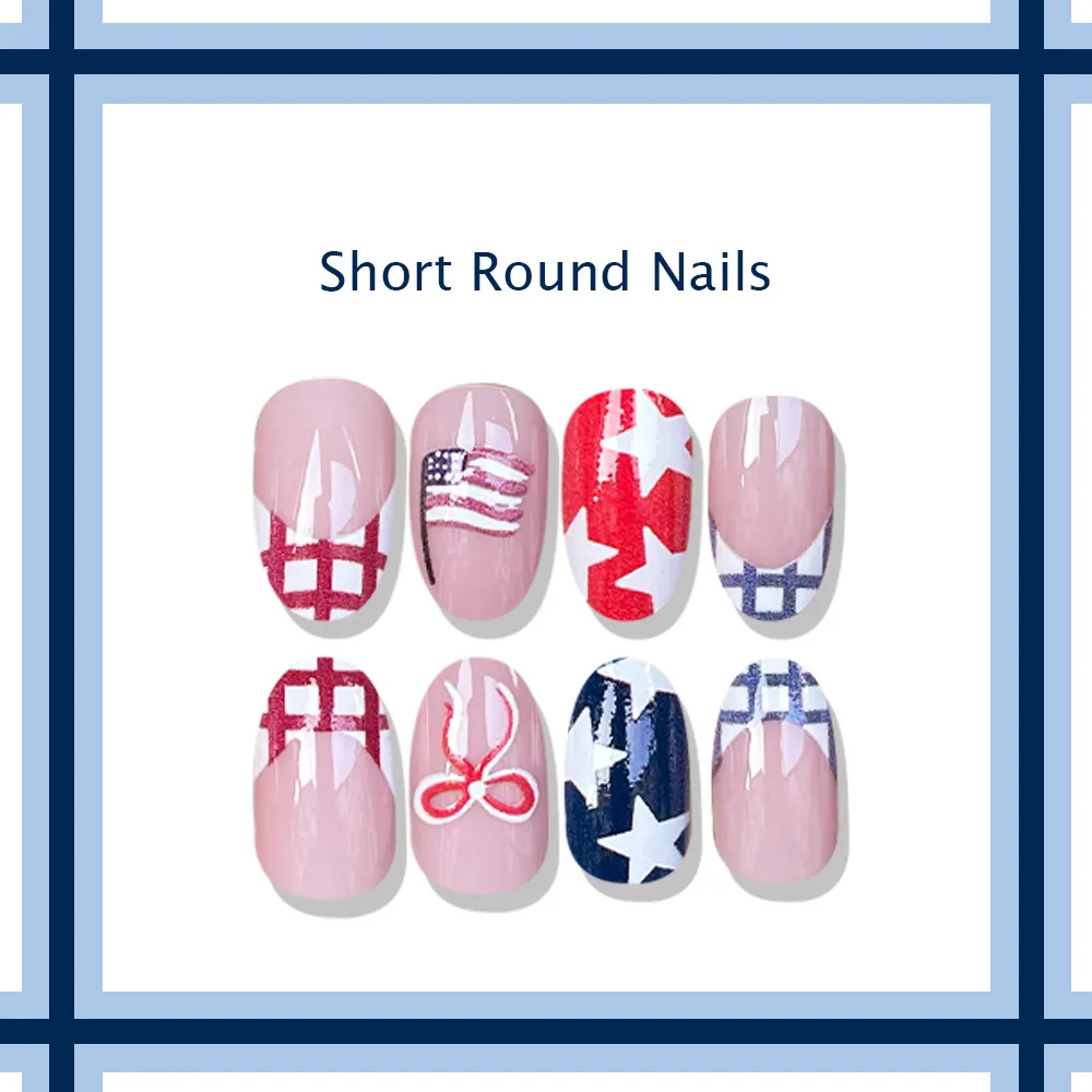 Nailhour Multicolor National Flag Oval French Press On Nails