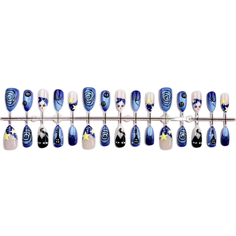 Nailhour 30Pcs 3D Medium Almond Halloween French Press On Nails