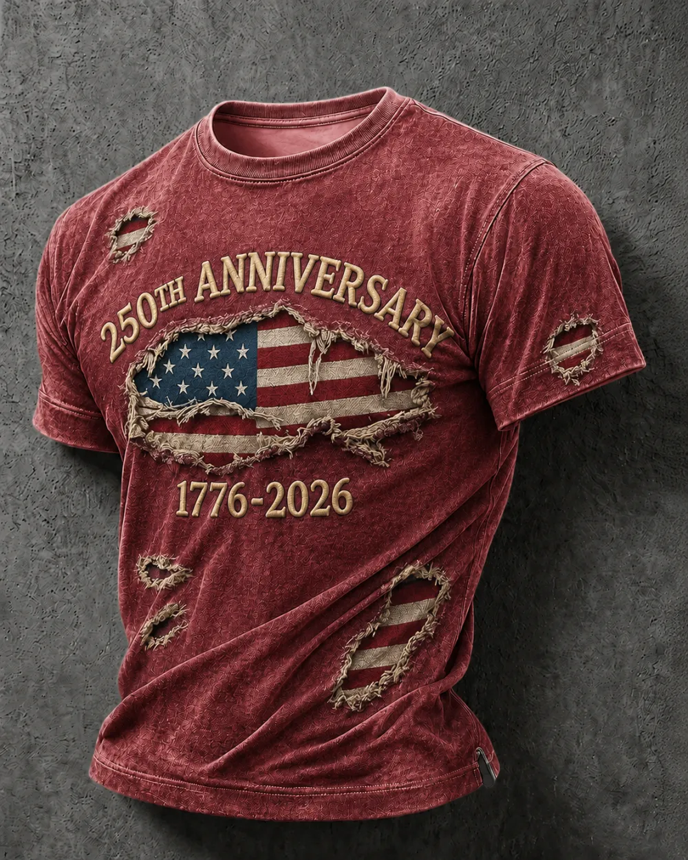 Men'S Casual American 250Th Anniversary Printed Round Neck Short Sleeved T-Shirt