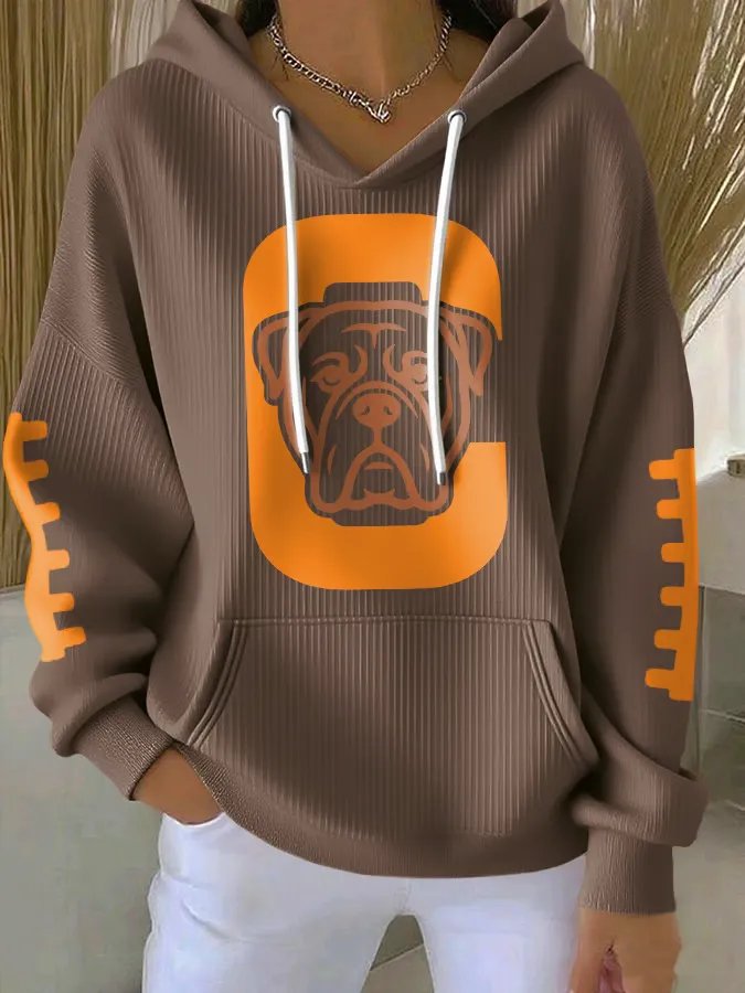 Dogs Printed Casual Hoodies with Pockets