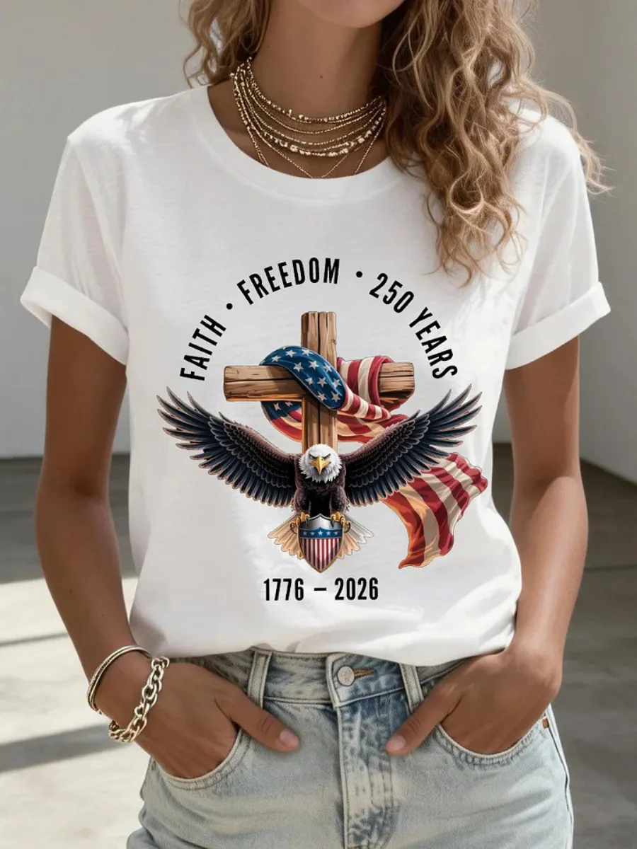 Women's1776-2026 Anniversary Celebration Printed T-Shirt