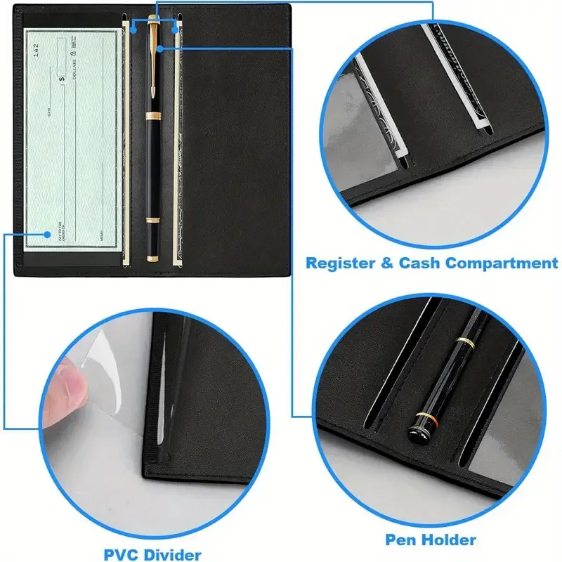 Women Checkbook Holder Black Wallet