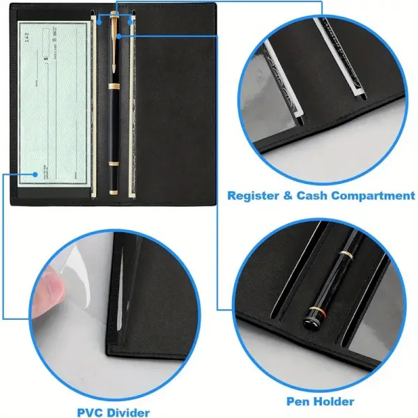 Women Checkbook Holder Black Wallet