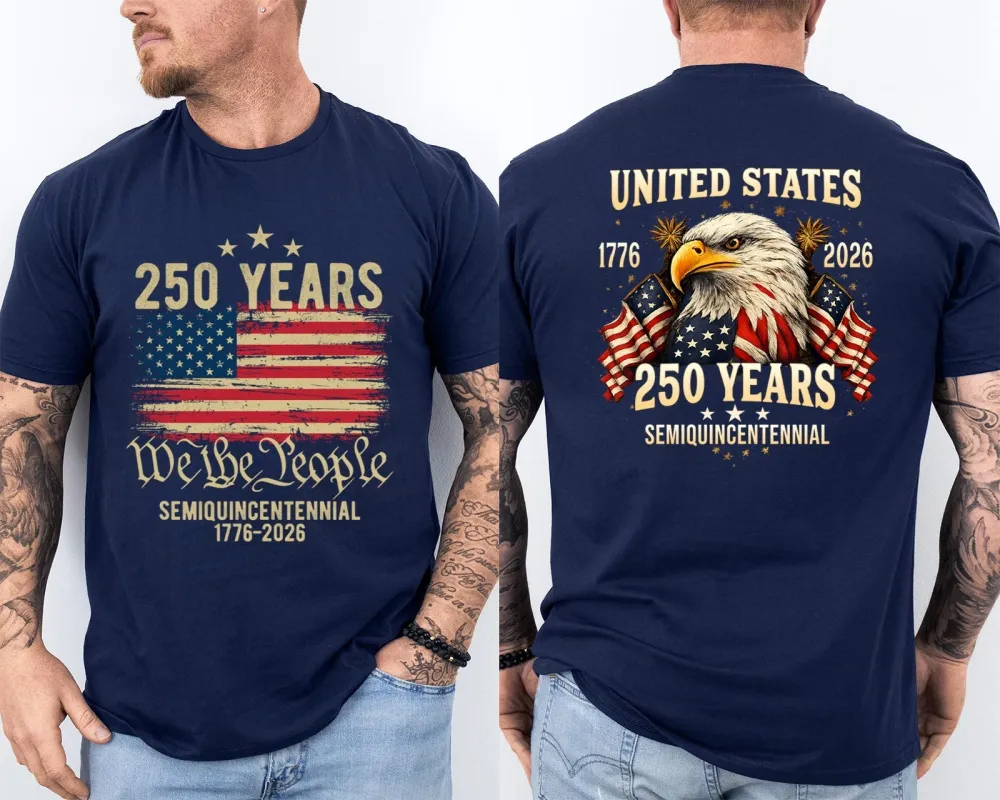 Men'S Casual American 1776-2026 Anniversary Printed Short Sleeved T-Shirt