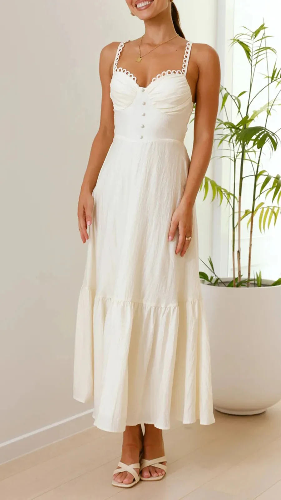 Front Button Detailing Maxi Dress