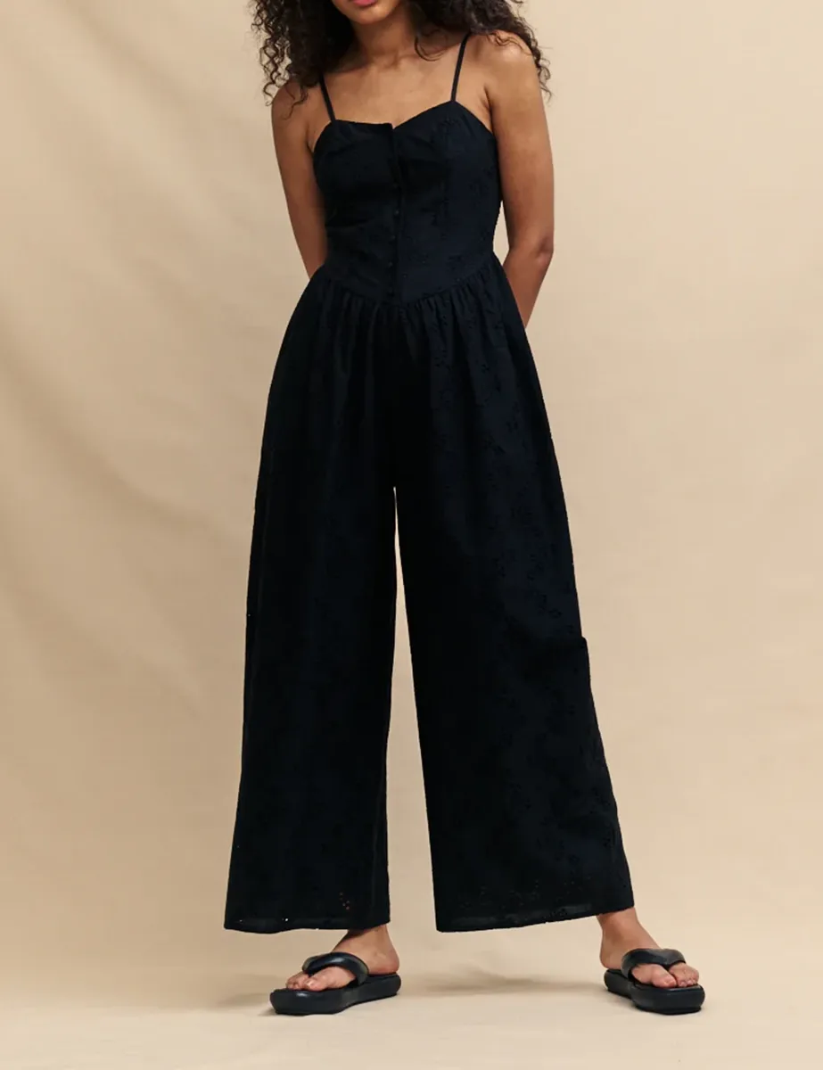 Black Sleeveless Wide Leg Jumpsuit