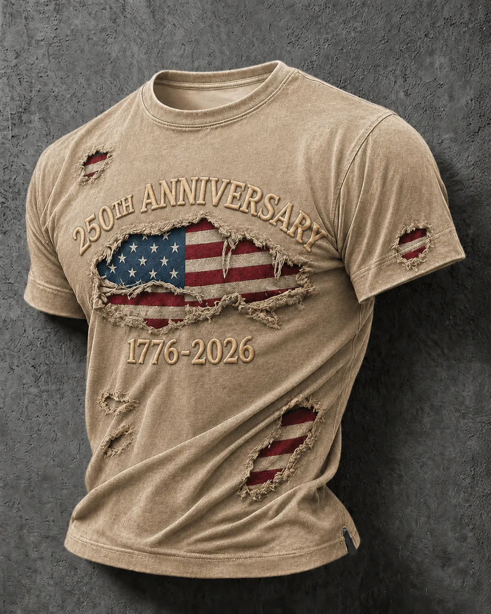 Men'S Casual American 250Th Anniversary Printed Round Neck Short Sleeved T-Shirt