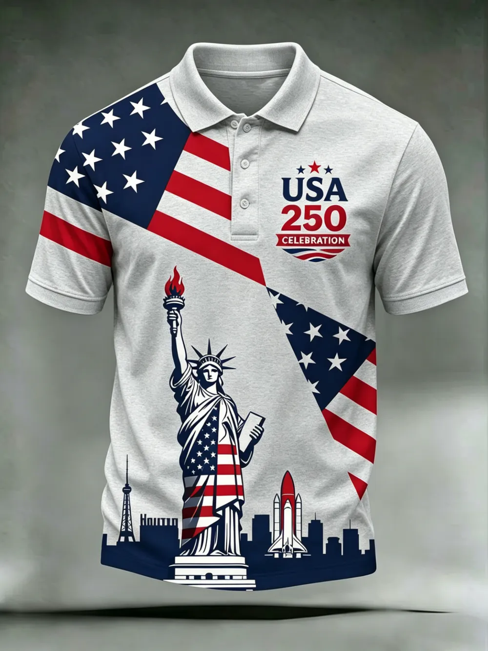Men'S Casual 250Th Anniversary Celebration Of The Founding Of The United States Independence Day Personalized Printed Polo Shirt