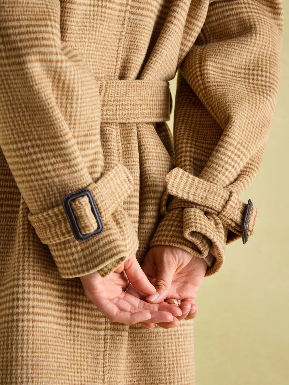 Brown Longline Wool Blend Coat