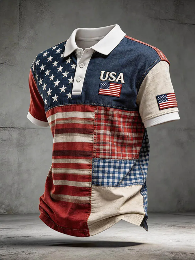 Men's casual waffle Patriot Polo