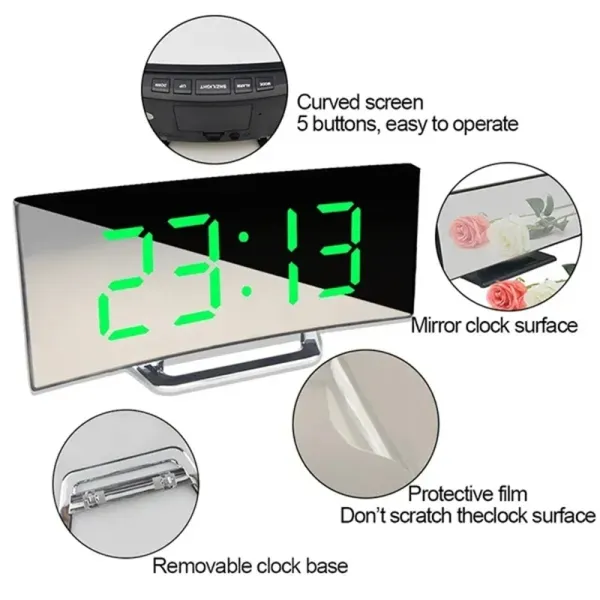 USB Charging Curved Screen Clock