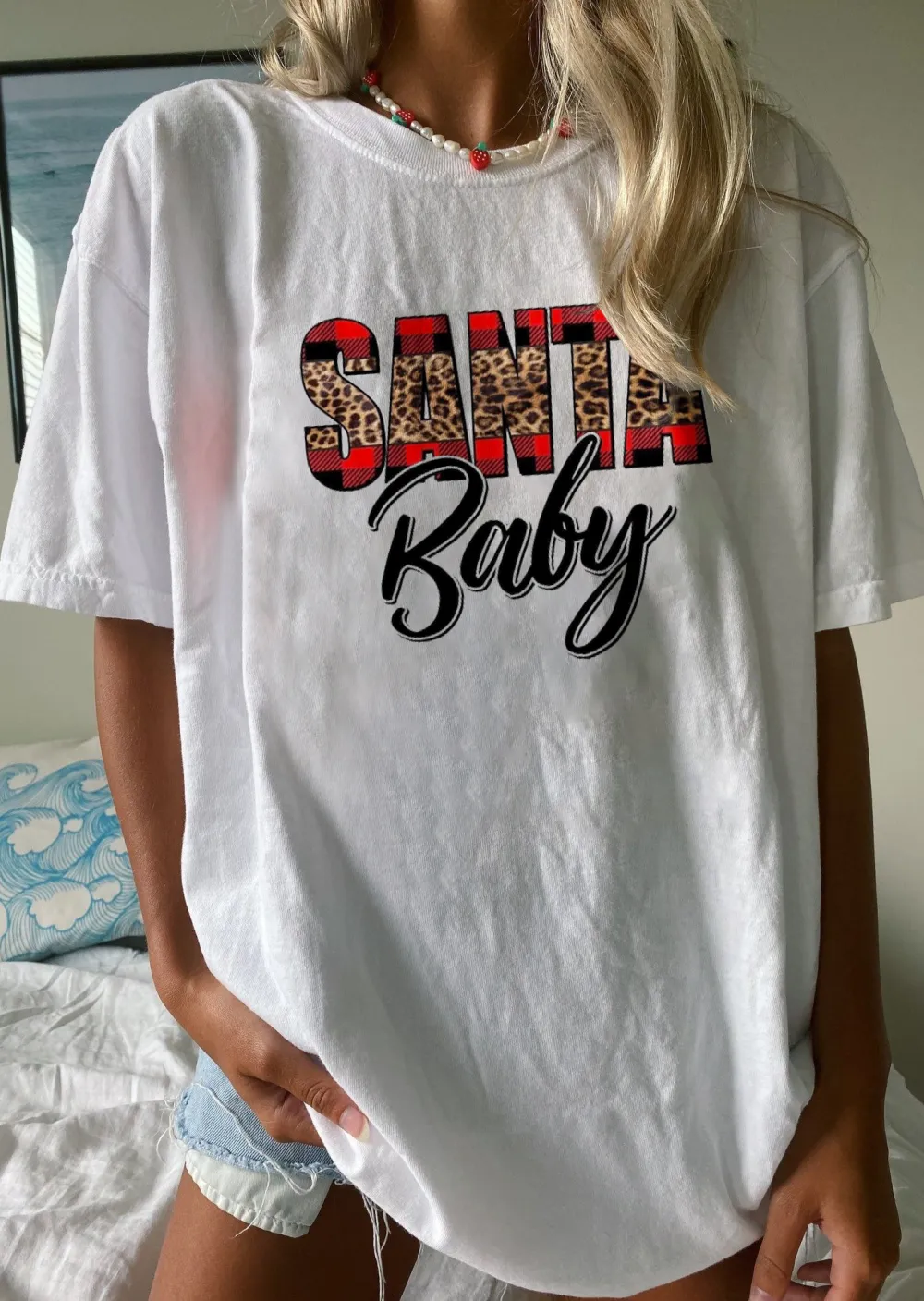 Women's Santa Baby Back Print T - Shirt