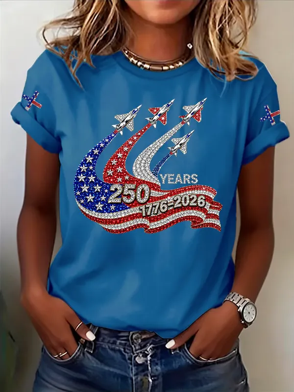 Women'S  Flag Printed Casual T-Shirt