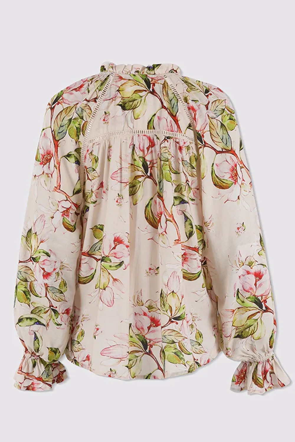 Rose Garden Print Lace Insert Blouse