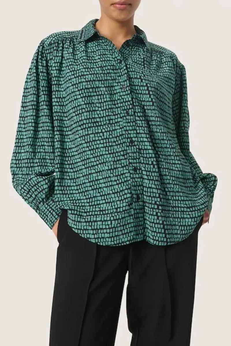 Textured Button Down Green Shirts