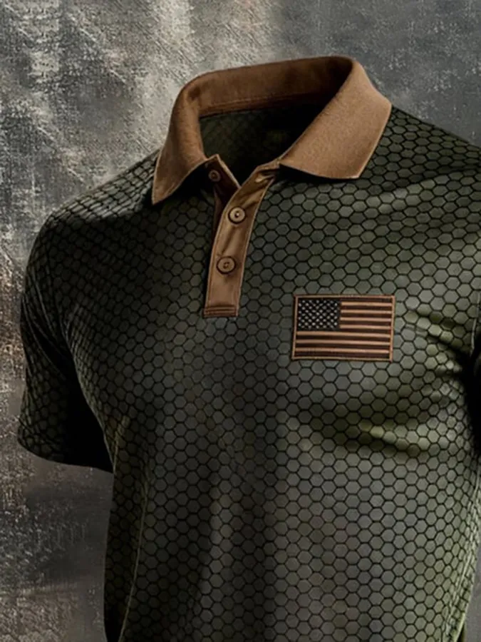 Men's Independence Day patriotic printed polo shirt