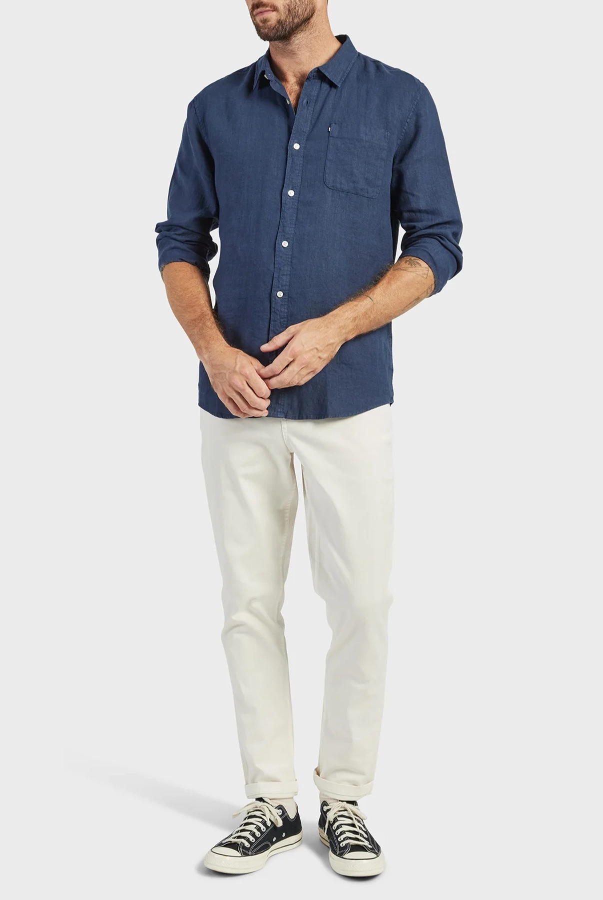 Hampton Linen Shirt-Navy