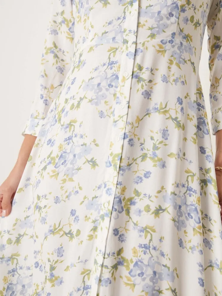 Floral Print Maxi Shirt Dress