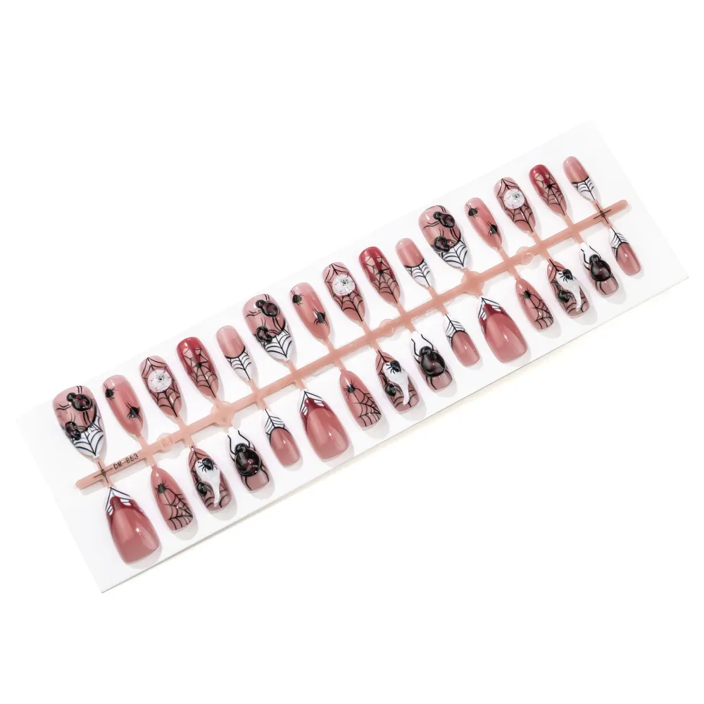 Nailhour 30Pcs Halloween 3D Spider Medium Almond Press On Nails