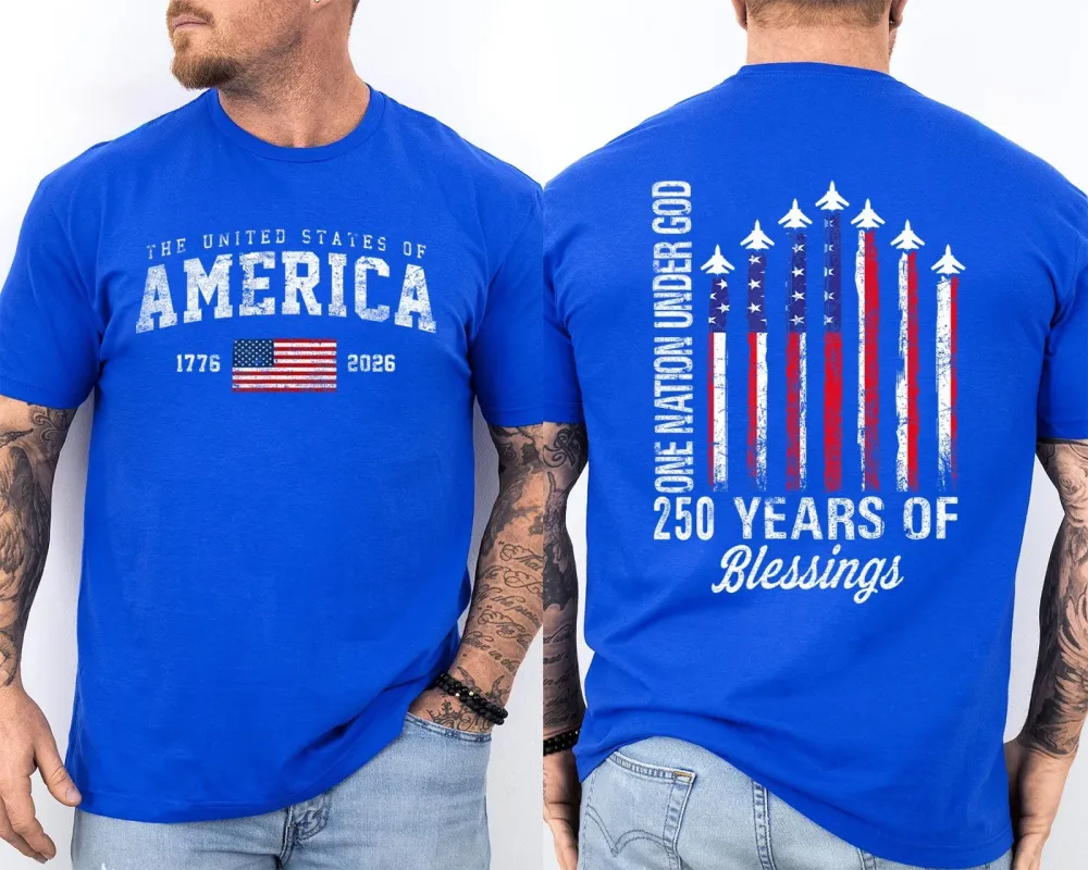Men'S Casual American 1776-2026 Anniversary Printed Short Sleeved T-Shirt