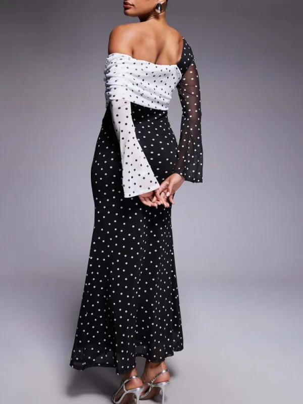 Polka Dot Contrast Color Dress