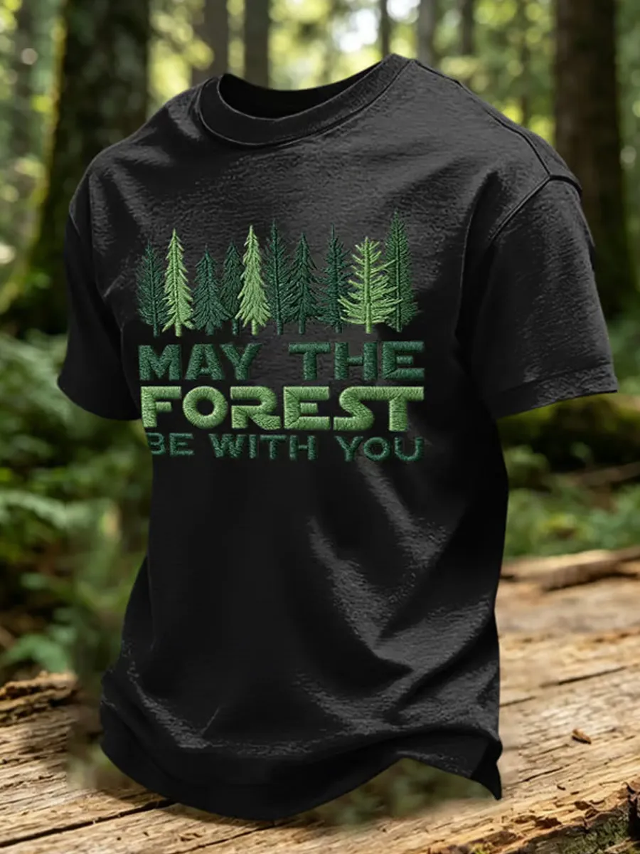 Men's May The Forest Be With You Printed Casual T-Shirt