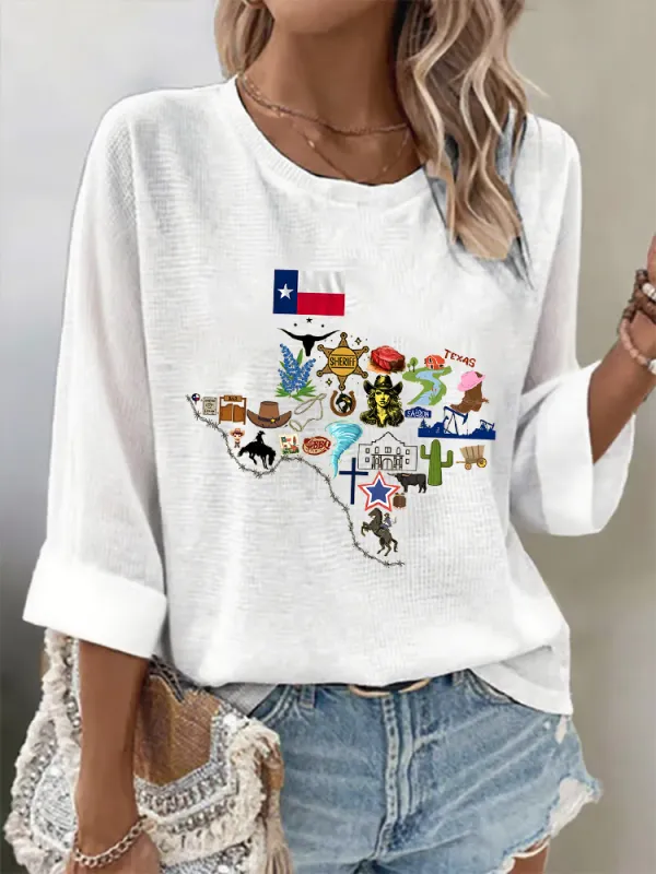 Women'S Texas Strong Simple Loose Breathable Round Neck T-Shirt
