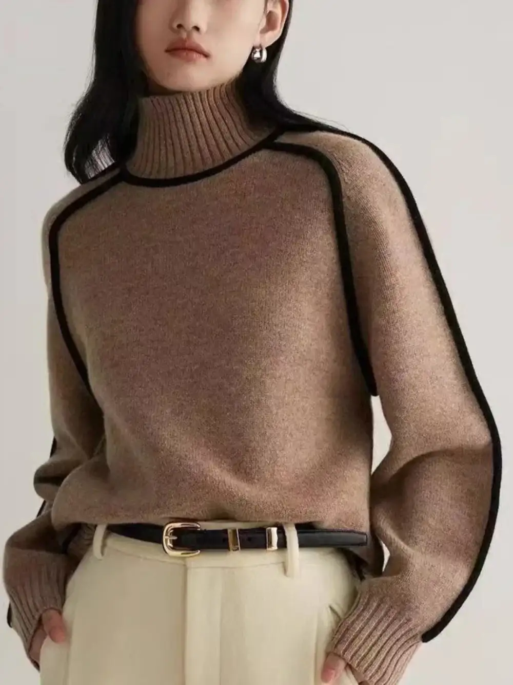 Oversized Turtleneck Knit Sweater