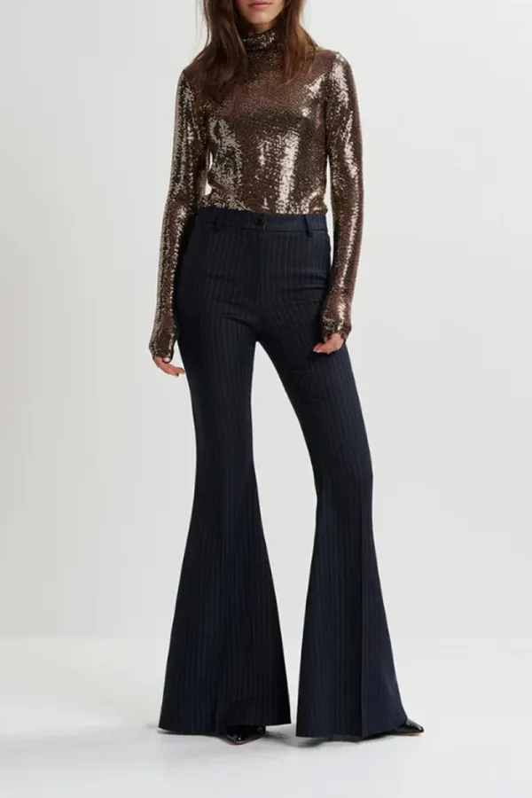 Metallic Textured Long Sleeve Tops