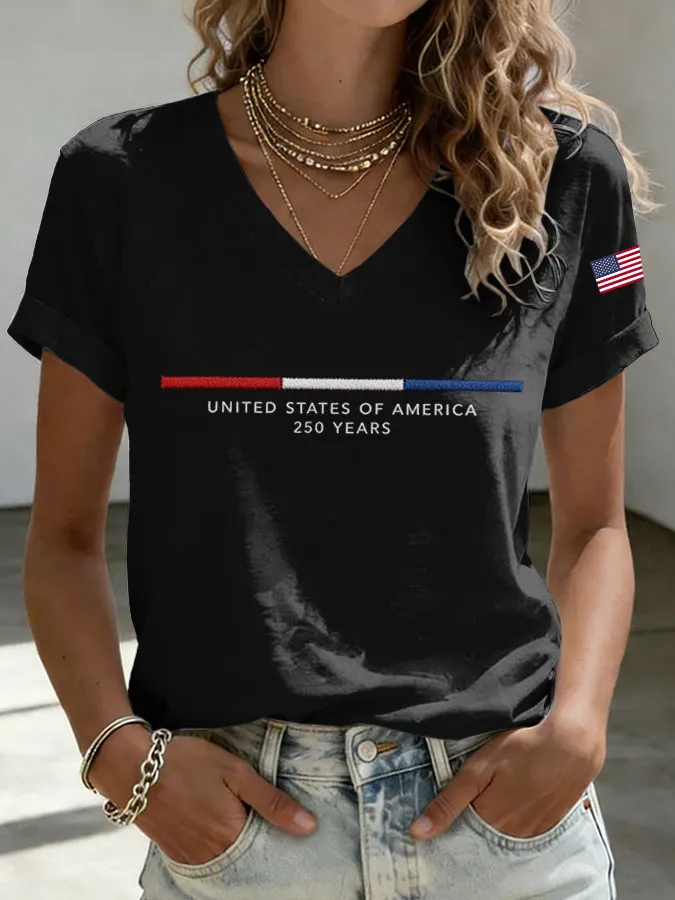 Women'S America Flag Print Casual T-Shirt