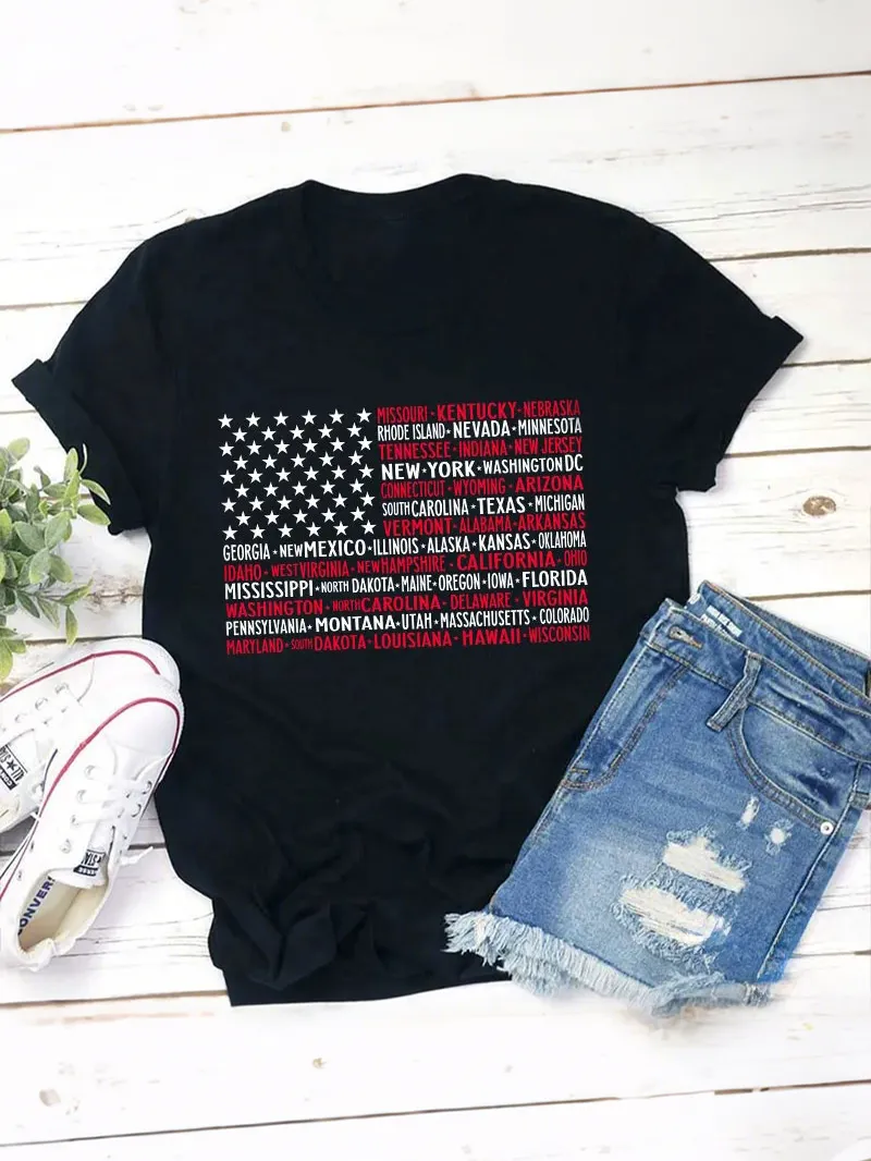 Vintage American Flag 4Th Of July Teacher T-Shirt