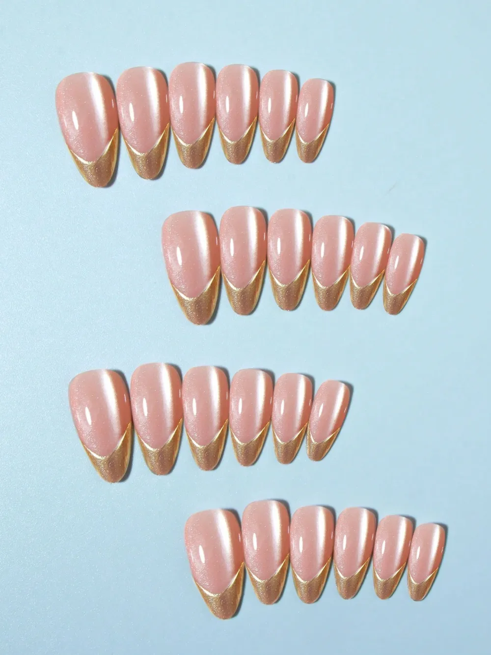 Nailhour Minimalist 24Pcs Daily Office Nude Gold French Press On Nails